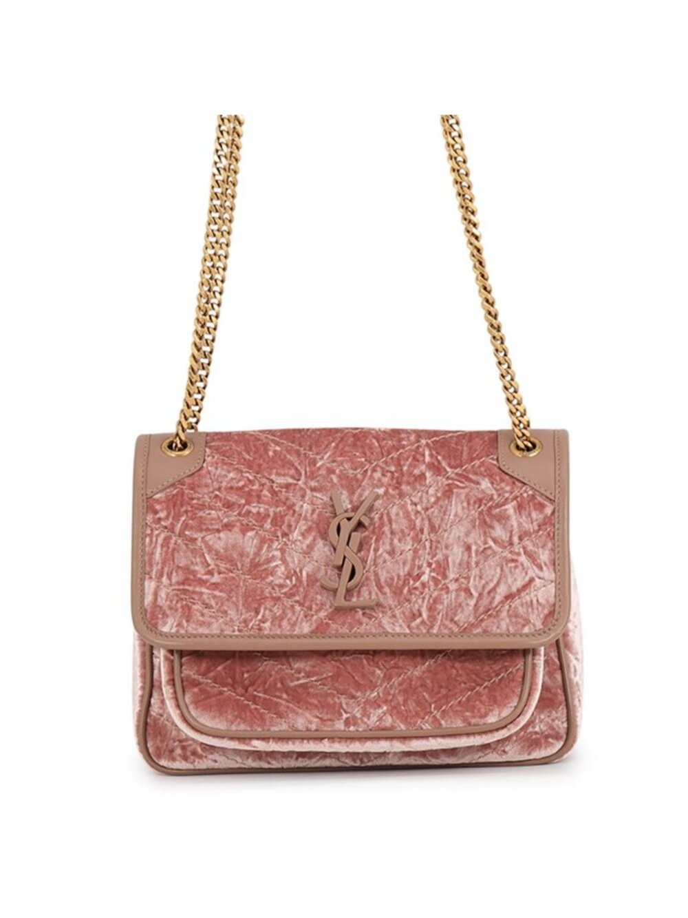 Saint Laurent Paris Chain Shoulder Bag Niki Baby Velvet Leather